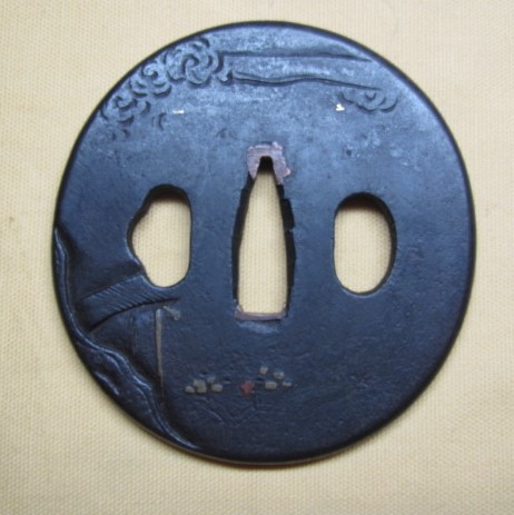 優品 新-042 鉄鍔 正阿彌 丸形 山水の図 音色良 象嵌|Yahoo!フリマ