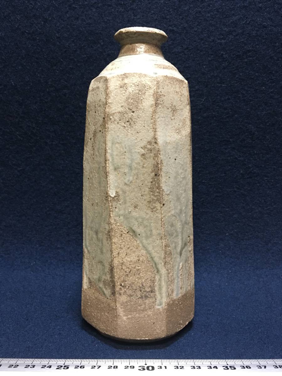 美品中古焼物面取八角花器花瓶花入生花一輪挿し飾り物床の間茶道具華