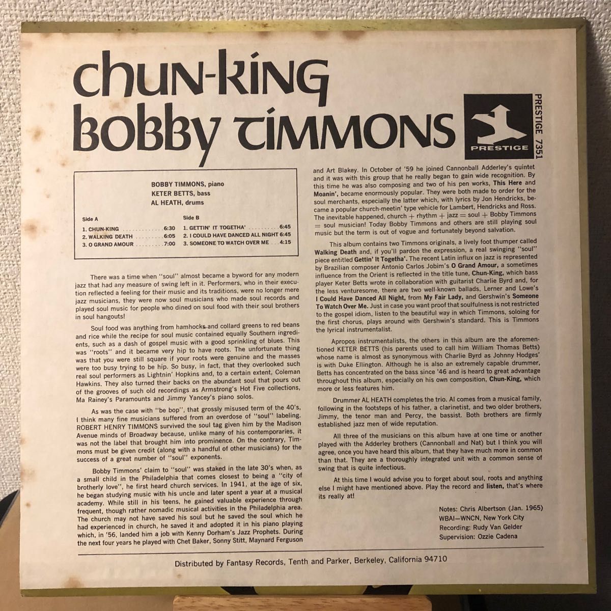 Bobby Timmons Chun-King レコード LP ジャズ JAZZ ボビー・ティモンズ