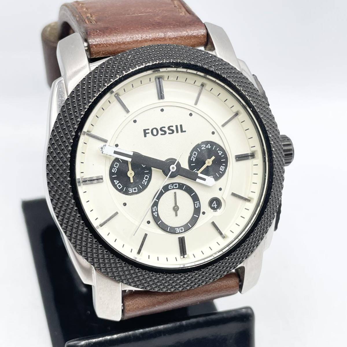 FOSSIL フォッシル 腕時計 FS4732 クォーツ アナログ レザー WHT BRW
