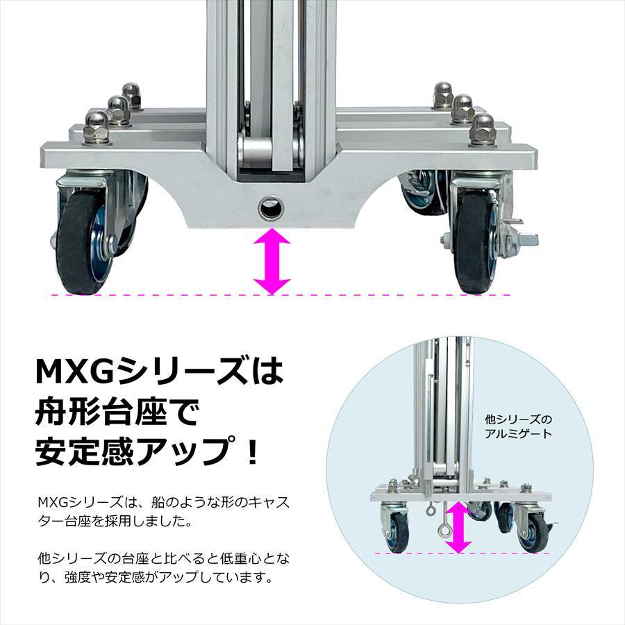 アルマックス アルミキャスタークロスゲート MXG-2054（幅5.4m×高さ2.1m）パネル兼用タイプ 最高級モデル 仮設工業会月刊誌に掲載_画像8