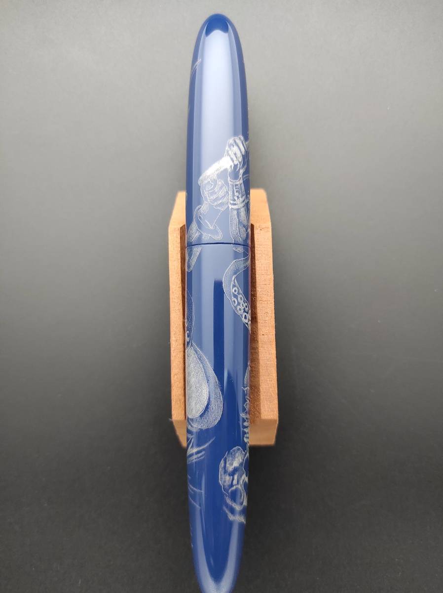 【FongLai Woodworks】パイロット万年筆 カスタム743用沈金漆軸 【ポセイドーン】(CHINKIN)　fountain pen body for Pilot743_画像4