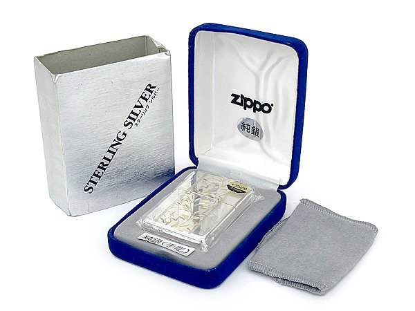 未着火品 2003年 Zippo STERLING ジッポ スターリング シルバー 純銀 手彫 オイル ライター 喫煙グッズ USA_画像1