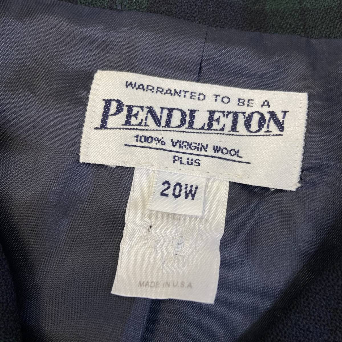 90s USA製 PENDLETON ウール ジャケット 20W グリーン チェック柄 コート ブレザー テーラードジャケット ペンドルトン ヴィンテージ _画像3