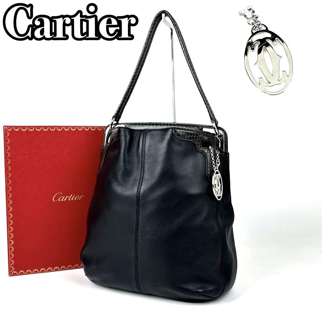 【極美品】Cartier カルティエ マルチェロ ハンドバッグ ワンショルダー トート マストライン パイソン チャーム フォーマル A4可能 レザー