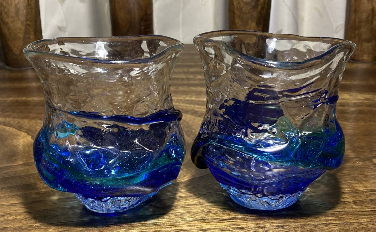 稲嶺盛吉「グラス」の2個セット 琉球ガラス 未使用 真作保証 送料無料