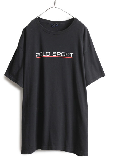 90s 大きいサイズ XL ■ ポロスポーツ ラルフローレン プリント 半袖 Tシャツ メンズ / 古着 90年代 オールド POLO SPORT ポロ ブラック 黒