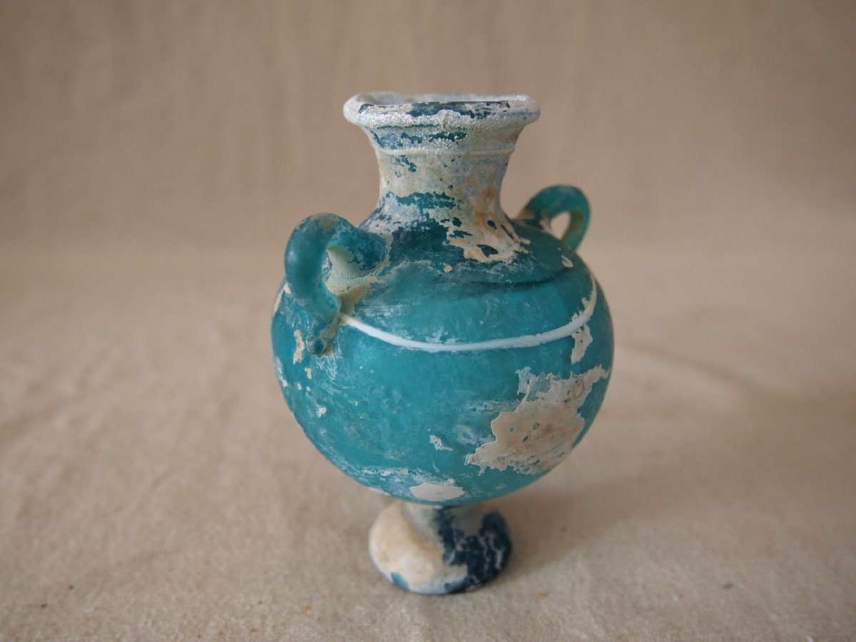 ローマングラス 小さな花瓶10ｃｍ 完器 ローマンガラス 古代ガラス工芸の画像5