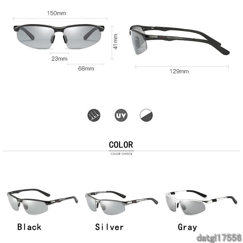 新品 AOWEAR HD 男性フォトクロミック偏光サングラス 男性偏光カメレオンメガネ日夜間走行アンチグレア眼鏡の画像5