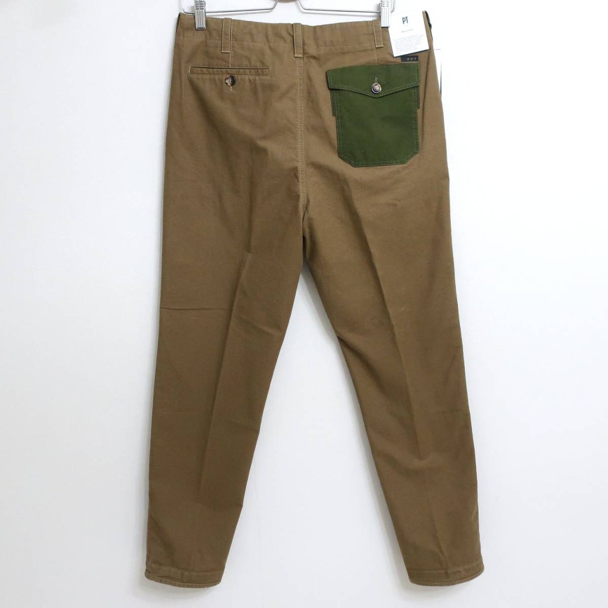  new goods unused PT TORINO men's Italian chino bread cutting return pocket slacks tapered pants PT01 Brown khaki W35 XL 2L