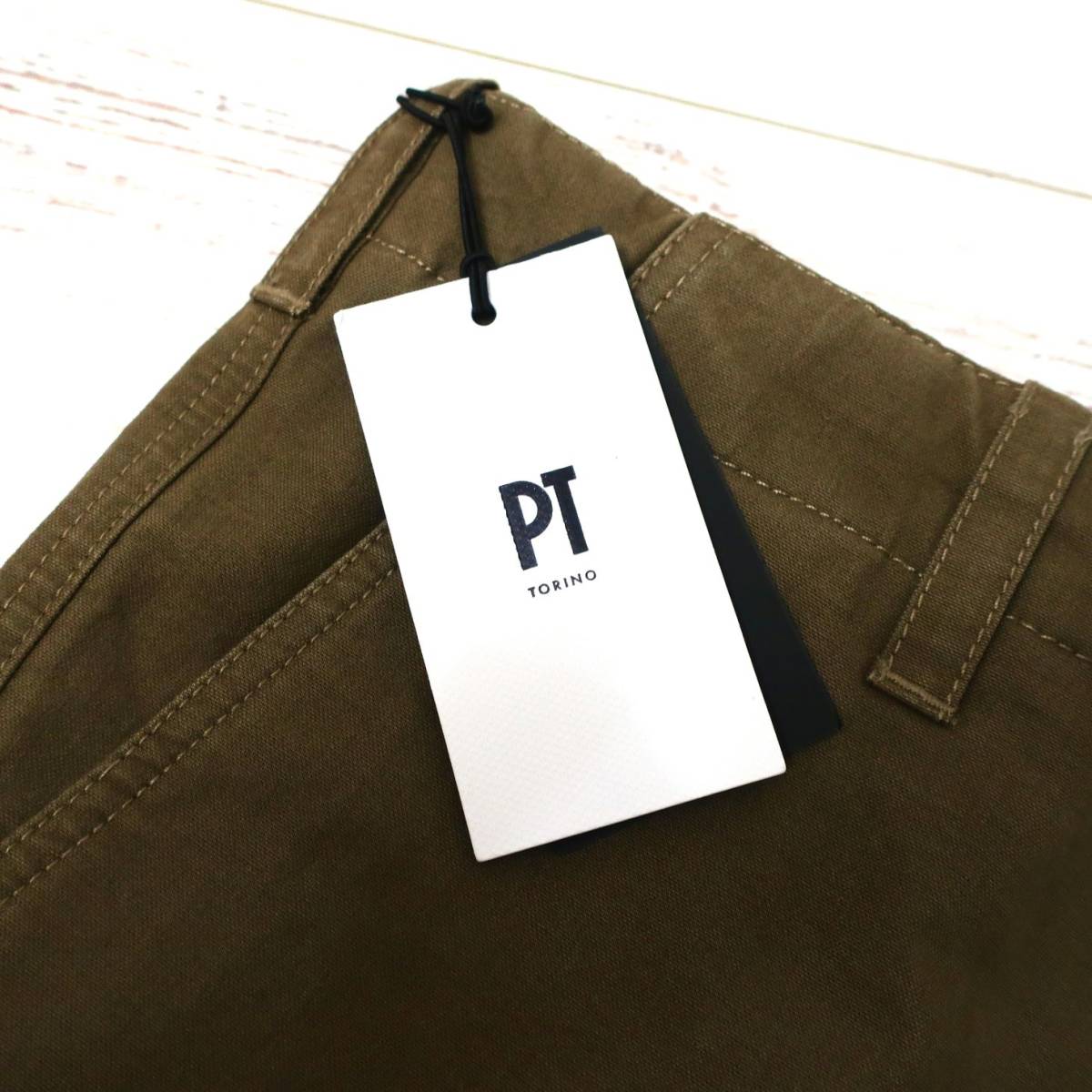  new goods unused PT TORINO men's Italian chino bread cutting return pocket slacks tapered pants PT01 Brown khaki W35 XL 2L