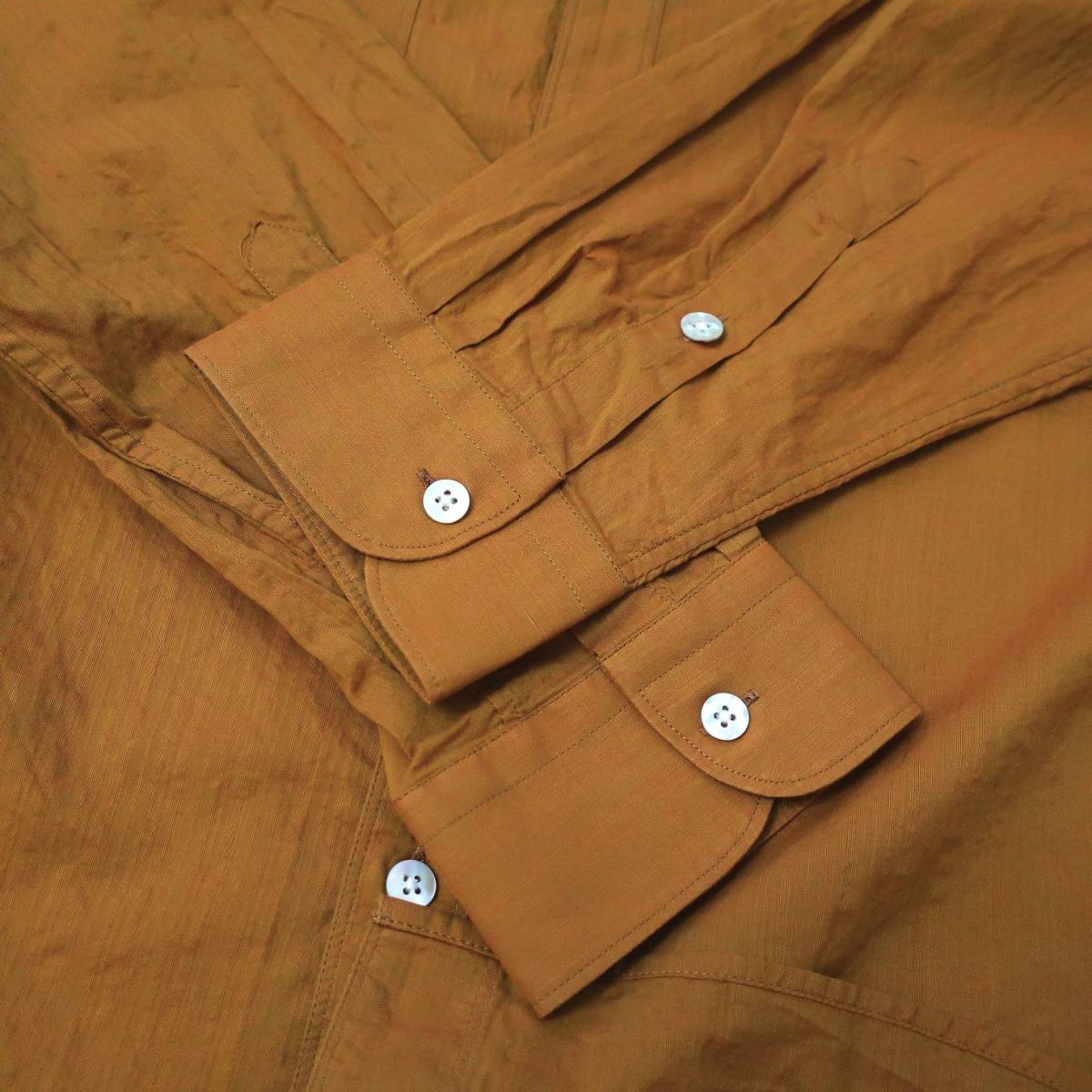 新品 未使用 BAGUTTA バグッタ 高級 メンズ サファリシャツ 長袖シャツ ブラウン カーキ イエロー ボタン シャツ 39 Mサイズ Lサイズ