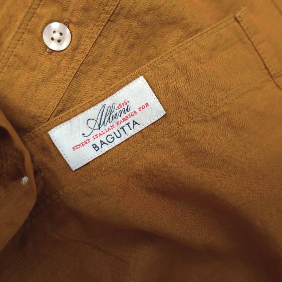 新品 未使用 BAGUTTA バグッタ 高級 メンズ サファリシャツ 長袖シャツ ブラウン カーキ イエロー ボタン シャツ 39 Mサイズ Lサイズ