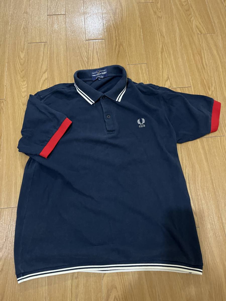 0 rare limitation Comme des Garcons × Fred Perry collaboration polo-shirt with short sleeves L FRED PFRRY used 