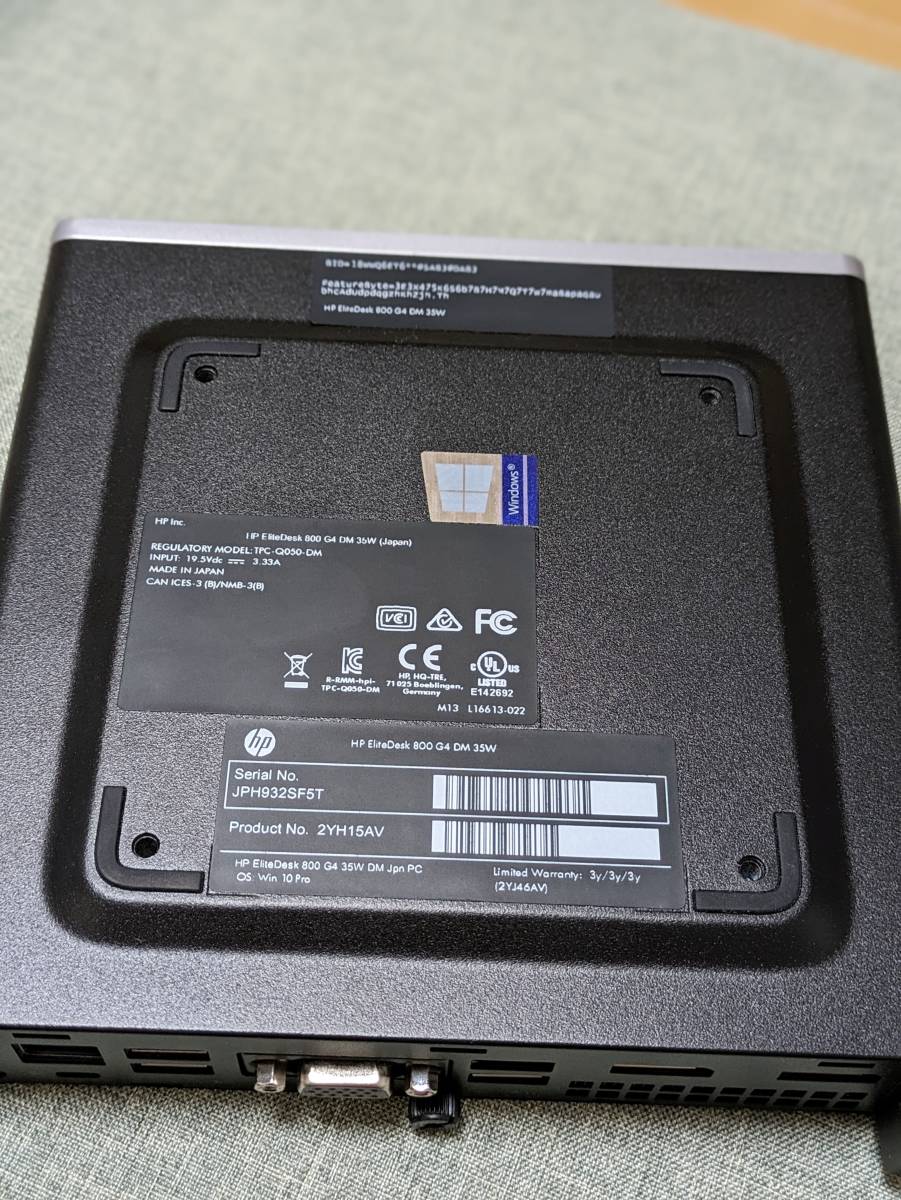 美品】HP EliteDesk 800 G4 DM 35W(Japan) Corei5-8500T/Windows10