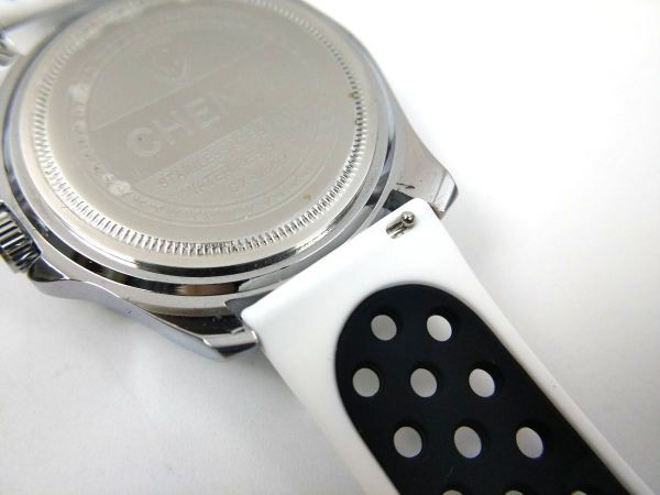 スポーツバンド 交換用腕時計ベルト シリコン ストラップ ホワイトXブラック 22mm_画像3