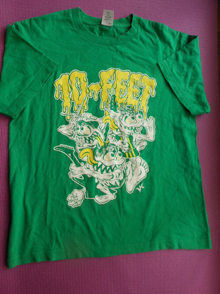  valuable used 10-FEET ONE-MAN TOUR 2014 year bad T-shirt M green yellow green yellow color concert goods ton feet van T band T Tour T