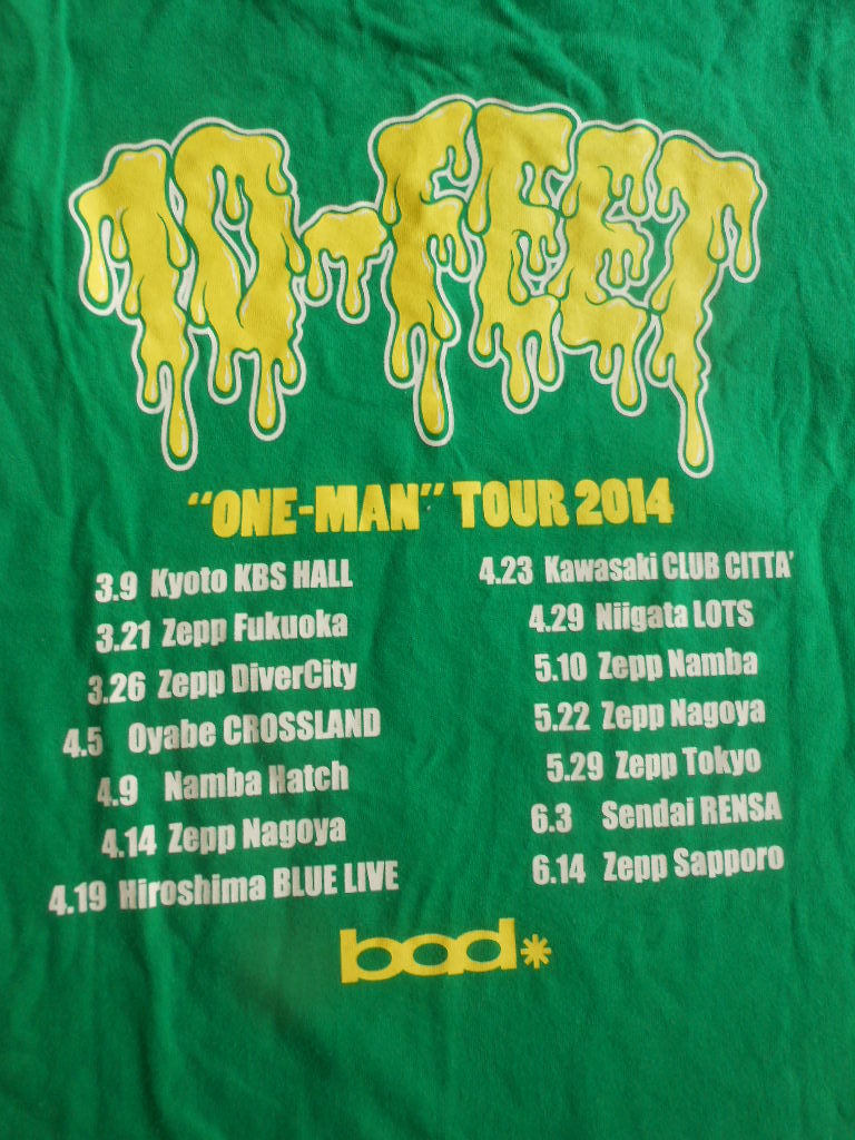  valuable used 10-FEET ONE-MAN TOUR 2014 year bad T-shirt M green yellow green yellow color concert goods ton feet van T band T Tour T