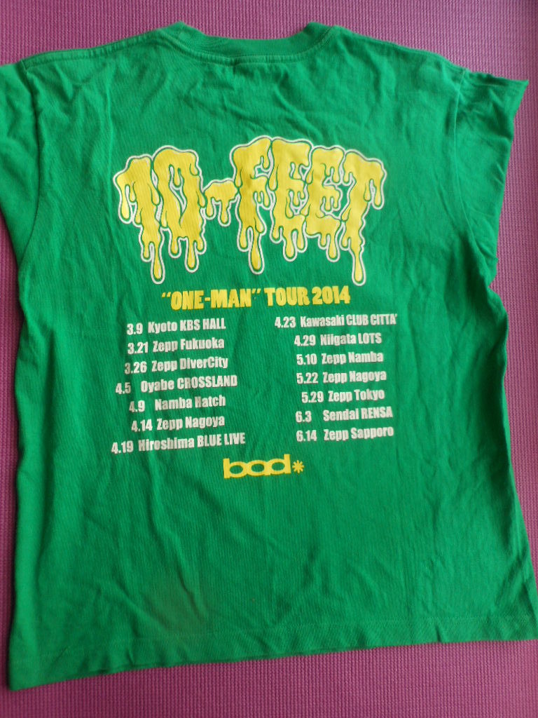 valuable used 10-FEET ONE-MAN TOUR 2014 year bad T-shirt M green yellow green yellow color concert goods ton feet van T band T Tour T