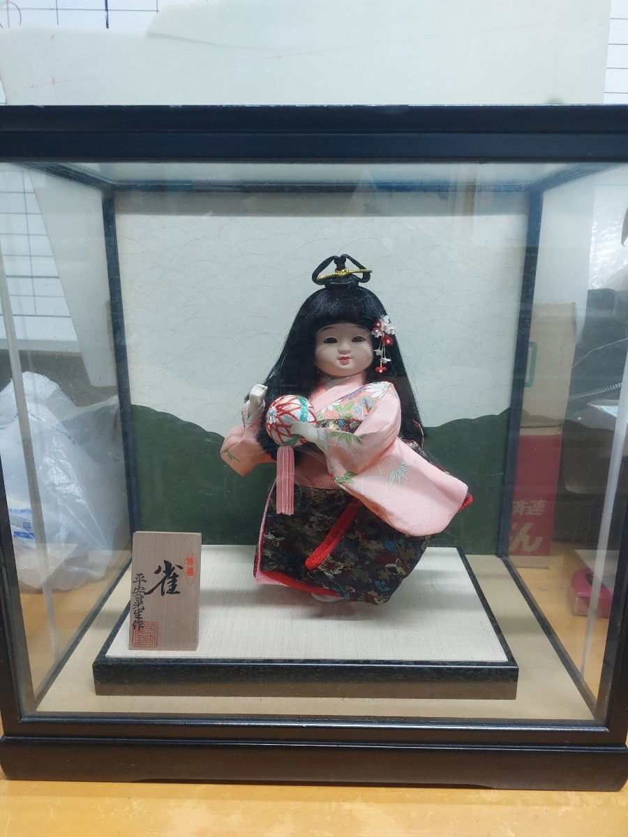 日本人形 市松人形 ガラスケース_画像1