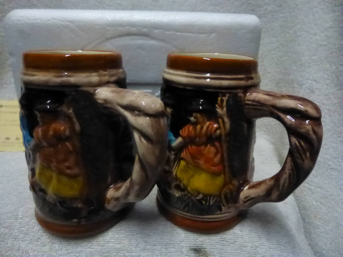 * new goods unused storage goods . bamboo beer mug 2 piece set ceramics made in Japan * beer cruise \'96