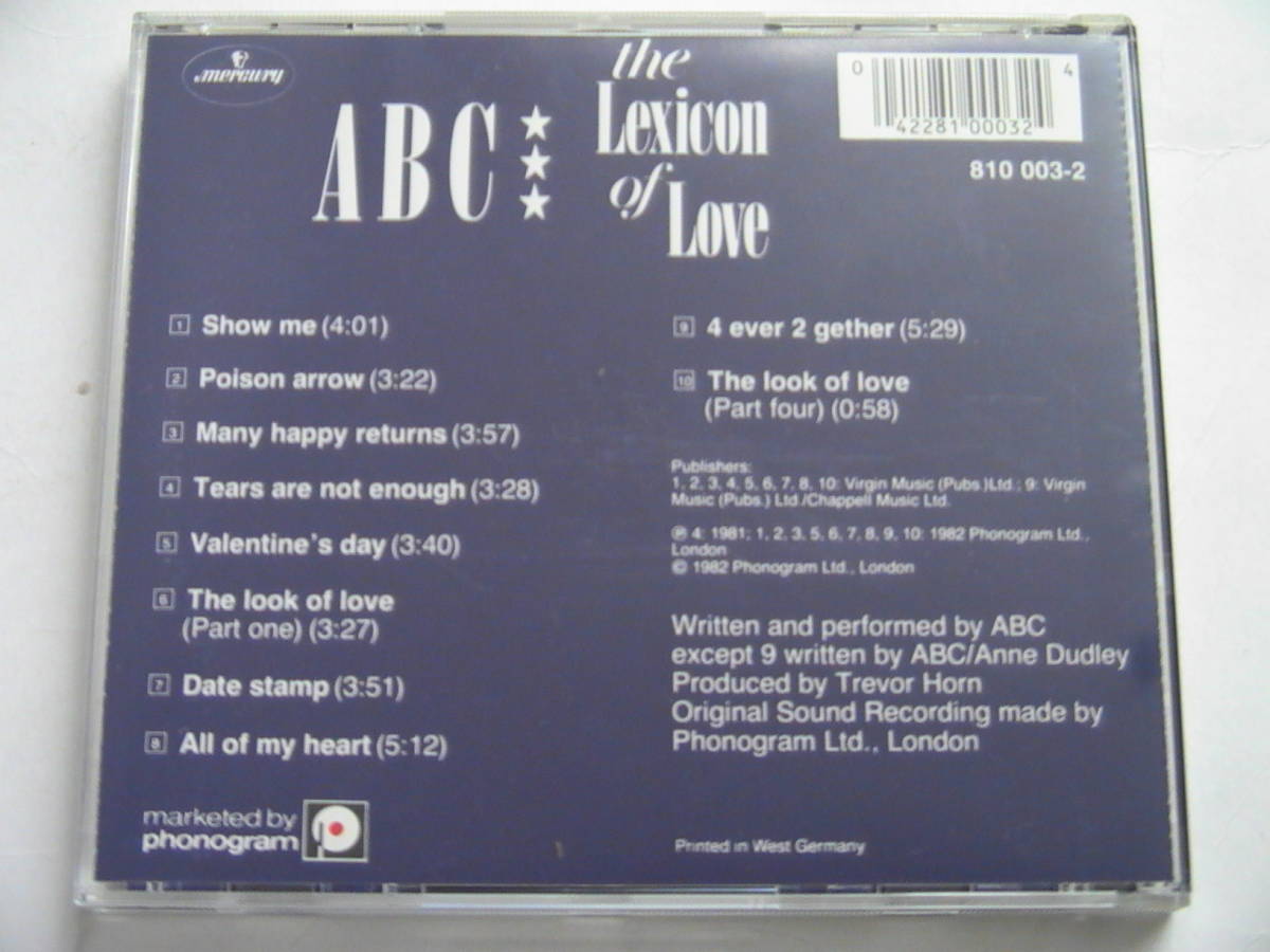 全面銀圏蒸着盤【W.Germany盤】ABC / THE LEXICON LOVE 810003 2 01 RPの画像2