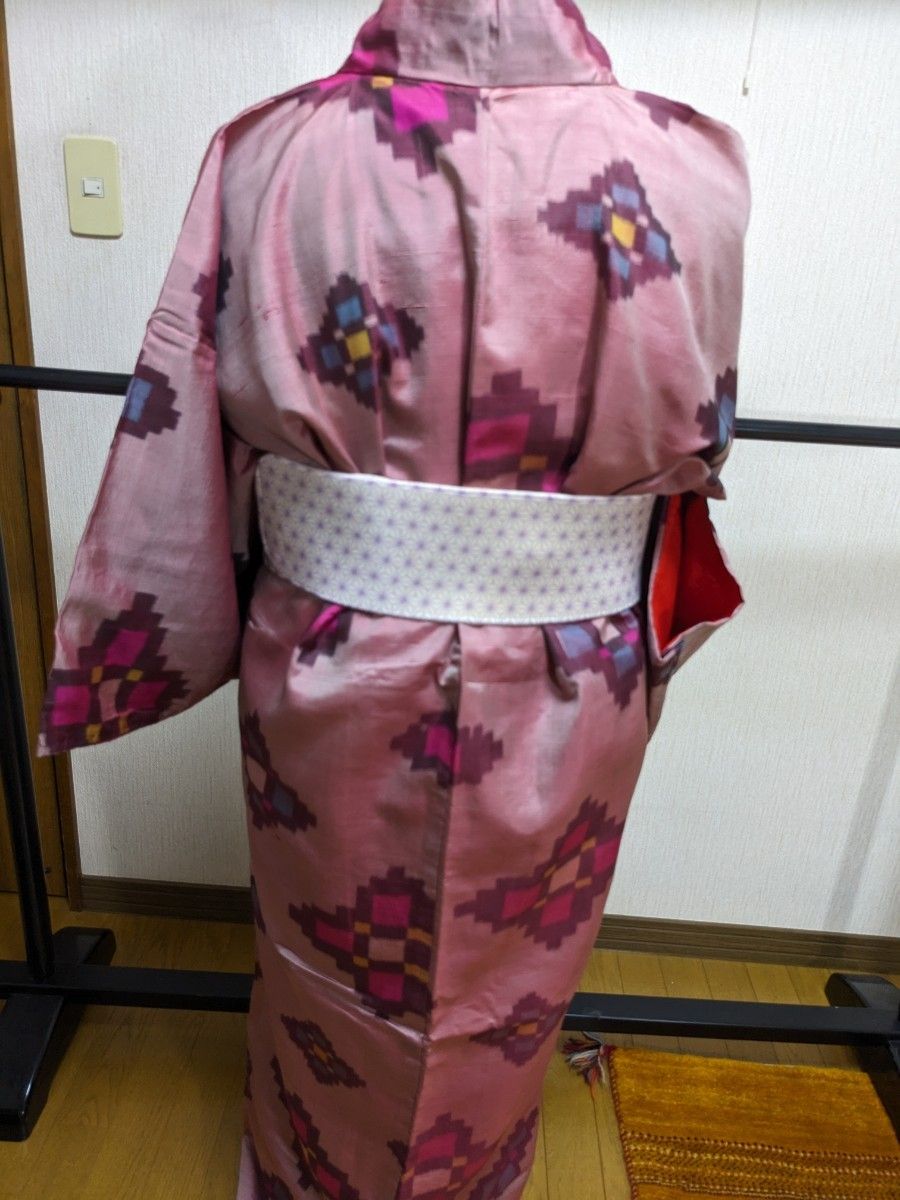 昭和レトロ光沢のある紅絹真綿入り襦袢リメイク用 - 材料