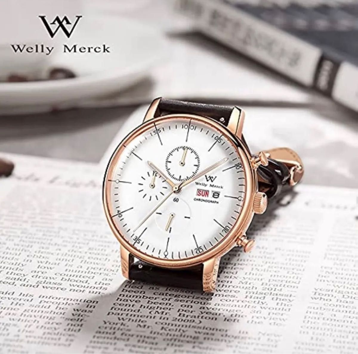 Welly Merck スイスクォーツ　 メンズ腕時計　本革ベルト　プレゼント