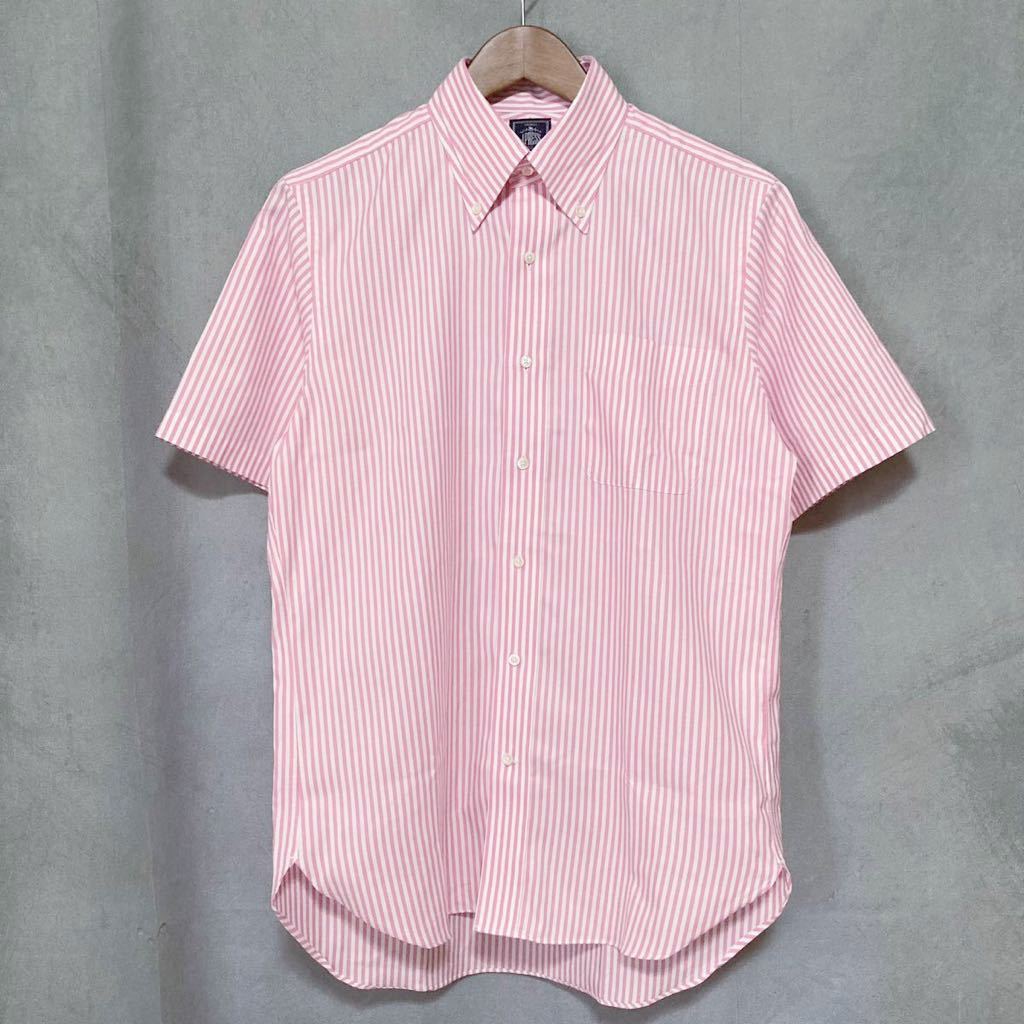 J.PRESS &SON'S originals ジェイプレス オリジナルス OXBD S/S SHIRT オックス ボタンダウン 半袖 シャツ size.M ピンク ストライプ_画像1