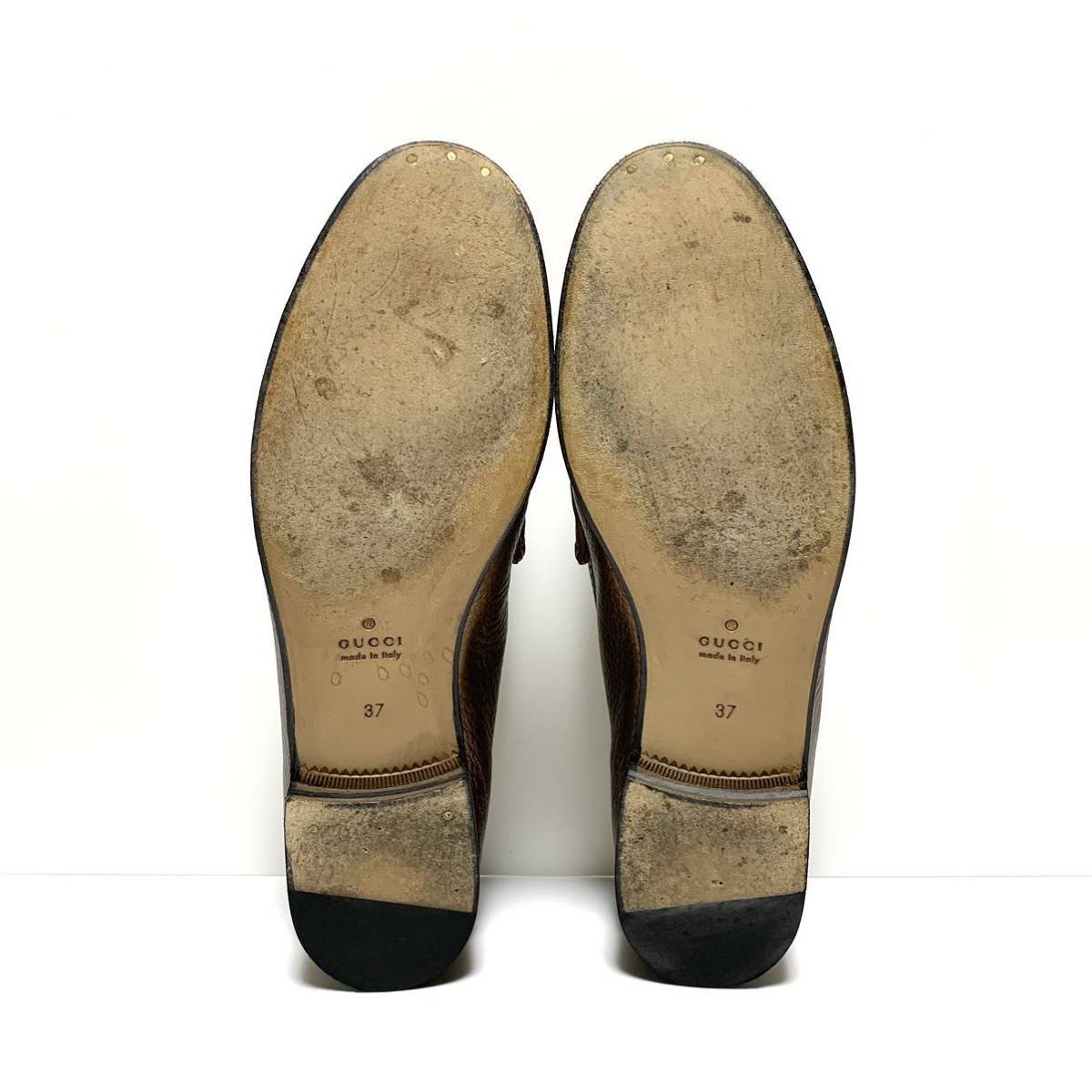 良品 グッチ GUCCI 1953コレクション シボ革 ホースビット ローファー シューズ size 37 イタリア製 モカシン スリッポン 革靴 5