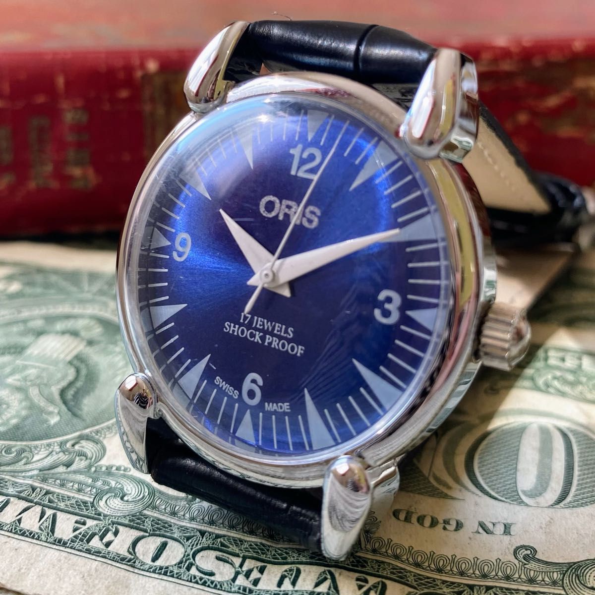 【かっこいい】★送料無料★ オリス ORIS メンズ腕時計 ブルー 手巻き ビンテージ アンティークの画像2