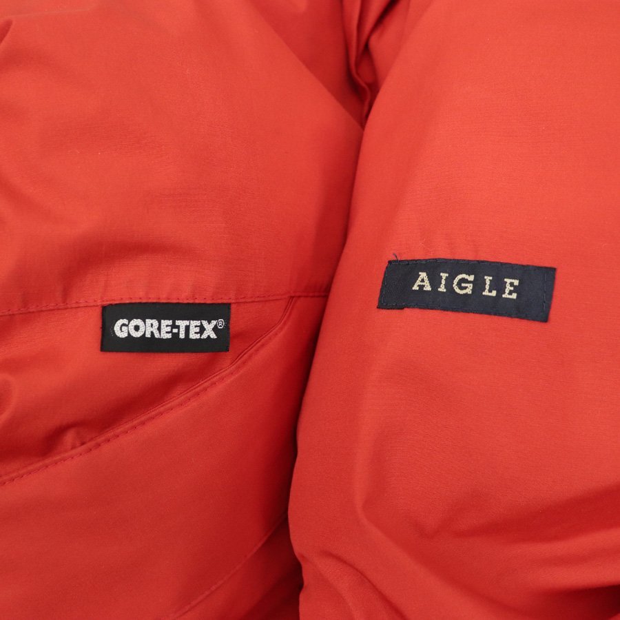 極暖！ 相場価格￥93,500- 美品 AIGLE エーグル GORE-TEX ゴアテックス 撥水 ダウンジャケット 赤 レッド M JP:L パーカ メンズ-_画像7