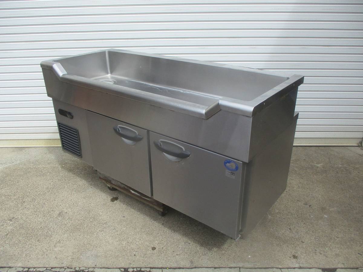 y2046-8　業務用　サンヨー　舟形冷蔵コールドテーブル　SUR-GL1561SA-S　2014年製　W1500×D600×H800　店舗用品　中古　厨房