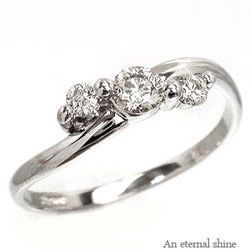 指輪 トリロジー ダイヤリング スリーストーン ダイヤモンド 0.3ct シンプル リング k18ゴールド 18金 レディース_画像1