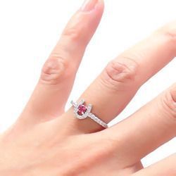 指輪 ルビー ホースシュー 馬蹄 7月誕生石 ダイヤモンド 0.2ct