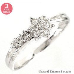  ring diamond ring k18 Gold diamond 0.2ct ton diamond flower 18 gold lady's accessory 