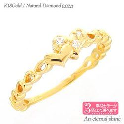 指輪 ダイヤモンド リング ハート ピンキーリング 小指 0.02ct k18ゴールド 18金 レディース ジュエリー アクセサリー_画像1