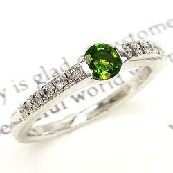 美品 グリーンガーネット 指輪 ダイヤモンドハーフエタニティリング