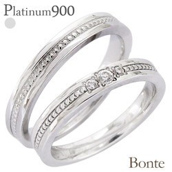 指輪 結婚ペアリング 2本セット マリッジリング ダイヤモンド リング 0.07ct プラチナ900 pt900 メンズ レディース_画像1