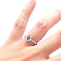 指輪 サファイア ダイヤモンド リング 0.2ct ホースシュー 9月誕生石 馬蹄 k18ゴールド 18金 レディース アクセサリー_画像3