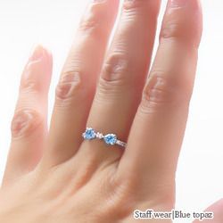 指輪 ダイヤモンド＆カラーストーン リボン リング 0.08ct k18ゴールド ピンキーリング 18金 レディース アクセサリー_画像3