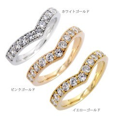 指輪 ｋ18 ダイヤモンド リング 10石 ダイヤ 0.5ct 18金ゴールド エタニティリング V字 Vライン 無垢 レディース_画像3