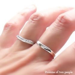 指輪 結婚ペアリング 2本セット ダイヤモンドセットリング 0.1ct k10ゴールド 10金 マリッジリング 無垢 メンズ レディース_画像3