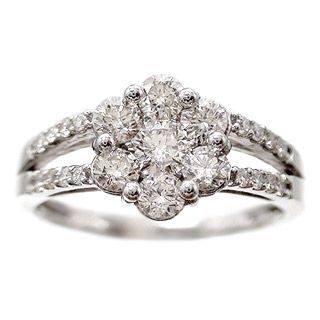 指輪 18金 ダイヤモンド 1ct ダイヤモンド リング フラワーモチーフ