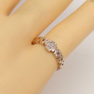 指輪 ピンキーリング ダイヤモンド リング ダイヤ 0.02ct ｋ10 10金 クロス レディース ジュエリー アクセサリーの画像