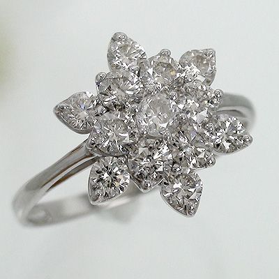 指輪 ダイヤモンド 1ct フラワー ダイヤモンド リング k18ゴールド 18金 レディース ジュエリー アクセサリー_画像2