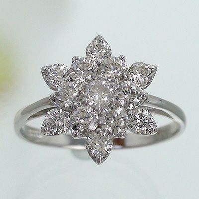 指輪 ダイヤモンド 1ct フラワー ダイヤモンド リング k18ゴールド 18