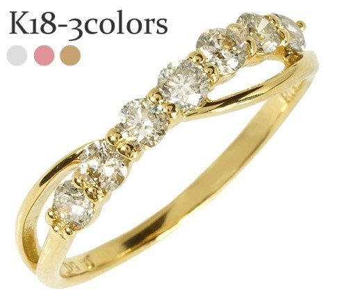 Кольцо Diamond Ring K18 Gold K18 18K Diamond 0,5CT Seven Stone Ladies аксессуары