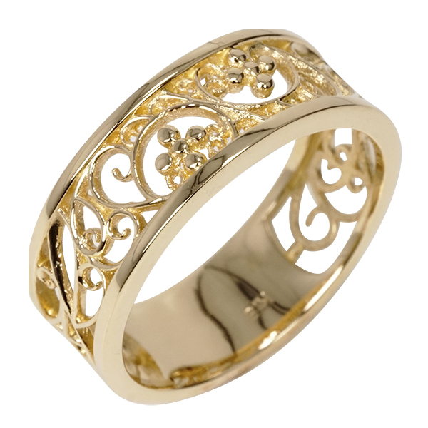 指輪 透かし模様 アンティーク調 幅広 18金 18k k18 イエローゴールド ピンクゴールド ホワイトゴールド