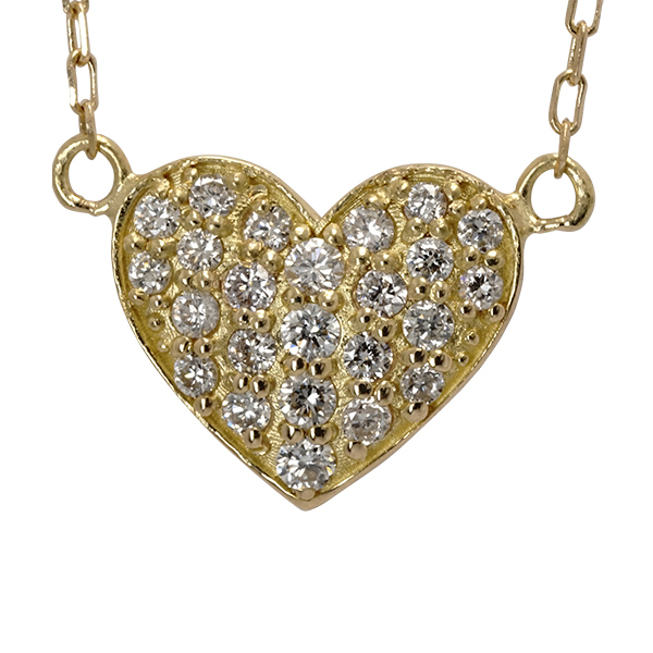 ネックレス レディース ハート パヴェ ダイヤモンド 0.15ct 18金 18k